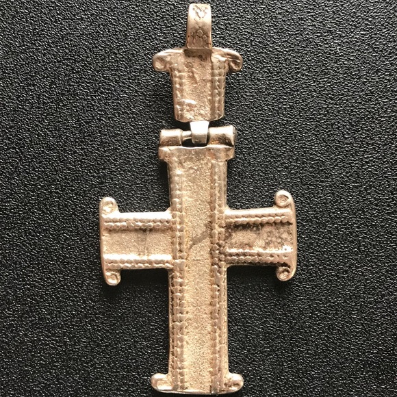 Studded Ethiopian Silver Cross Pendant - Picture 4 of 7